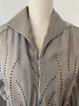 Vintage 1970s Janice Wainwright Grey Viscose Sequin Blouse M - We Thieves
