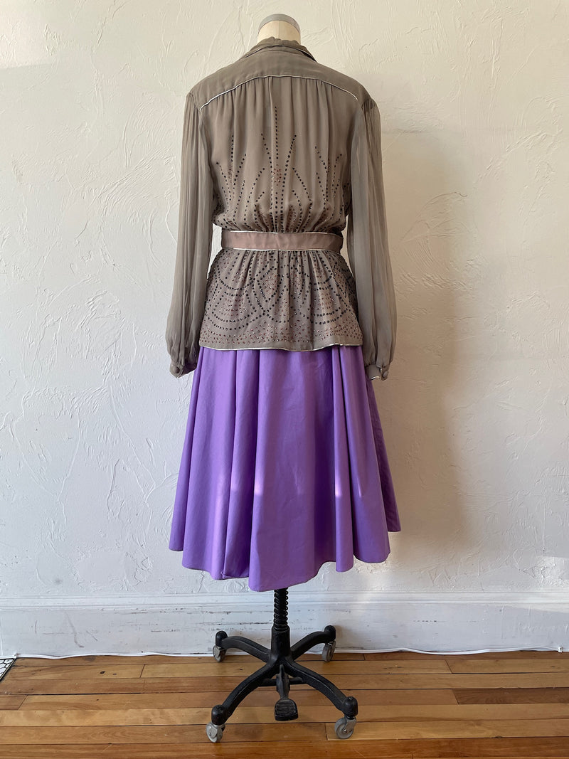 Vintage 1970s Janice Wainwright Grey Viscose Sequin Blouse M - We Thieves