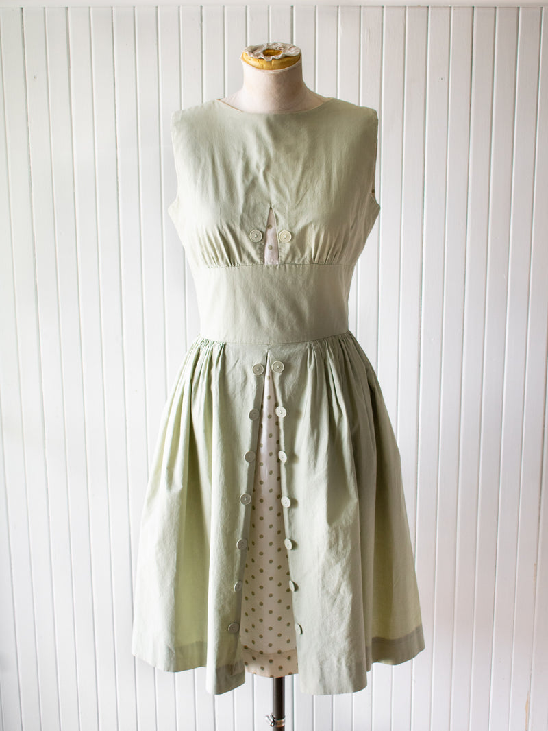 Vintage 1950s Sage Green Fit &amp; Flare Dress Small - We Thieves