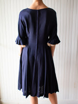 Vintage 1950s Navy Fit & Flare Dress Small - We Thieves