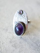 Vintage Modernist Sterling Amethyst Ring Size 8 - We Thieves