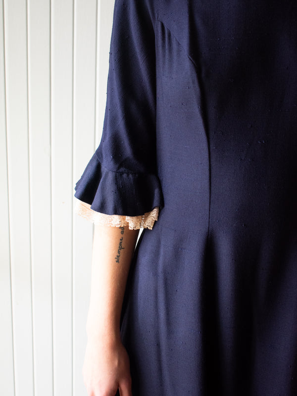 Vintage 1950s Navy Fit & Flare Dress Small - We Thieves
