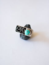 Vintage Modernist Asymmetrical Sterling + Turquoise Ring Size 6.5 - We Thieves