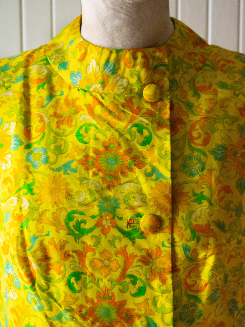 Vintage 1960s Mod Silk Chartreuse Shift Dress Small - We Thieves