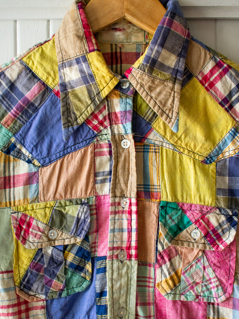 Vintage 1970s Patchwork Madras Shirt S - We Thieves