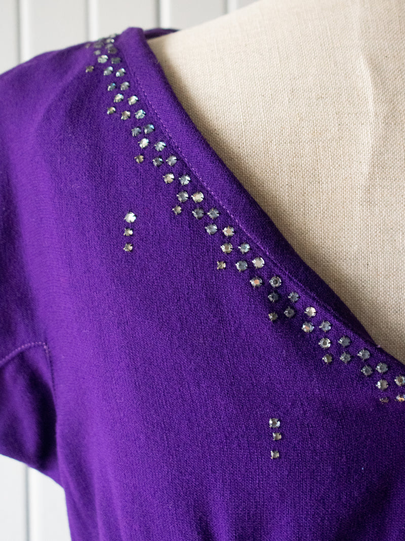 Vintage 1960s Mod Purple Wool Mini Dress Extra Small - We Thieves