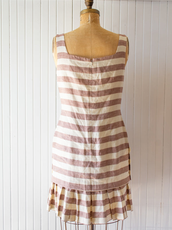 Vintage 1980s Linen Stripe Mini Dress M/L - We Thieves